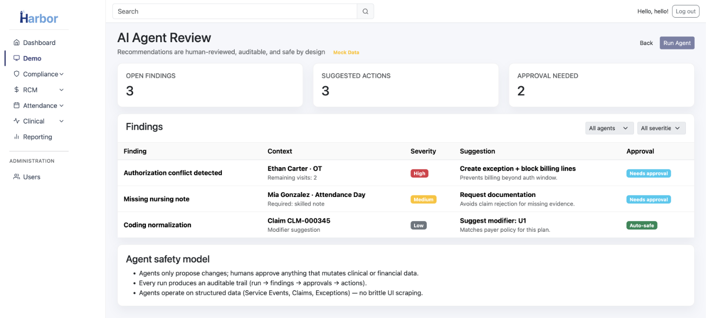 Agent-assisted workflow: detect, create exceptions, route tasks, resolve