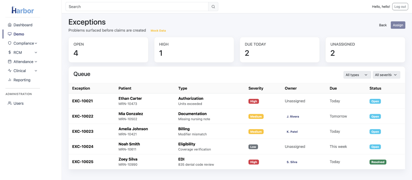 Exception engine screenshot
