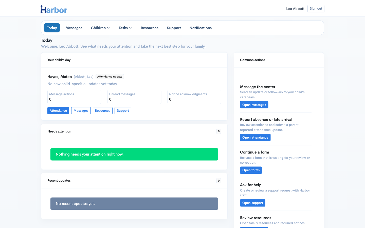 Family portal screenshot